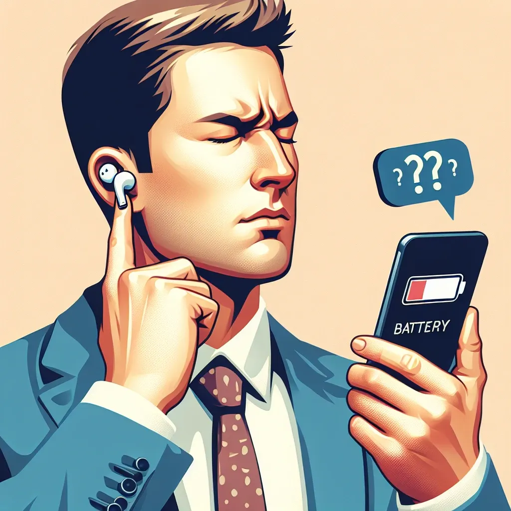 "Ilustrasi cara memeriksa level baterai pada Earbud JBL dengan tampilan aplikasi di ponsel dan Earbud JBL di tangan."